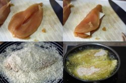 Куриное филе жареное в сухарях “Панко”, фаршированное козьим сыром